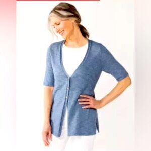NWT 🔥SALE🔥Croft & Barrow Women Elbow Sleeve Cardigan Blue Sz M,Kohl’s,lightwt